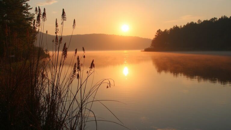 Peaceful sunrise over Lake Webster